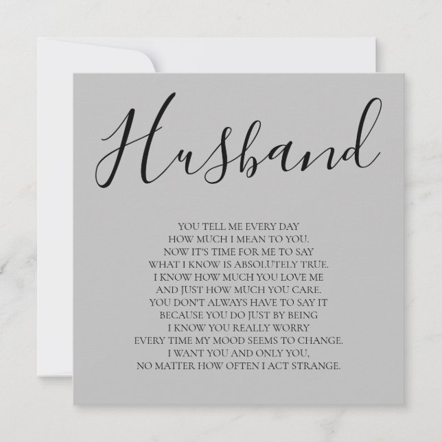 Grey Husband poem from wife Card (Front)
