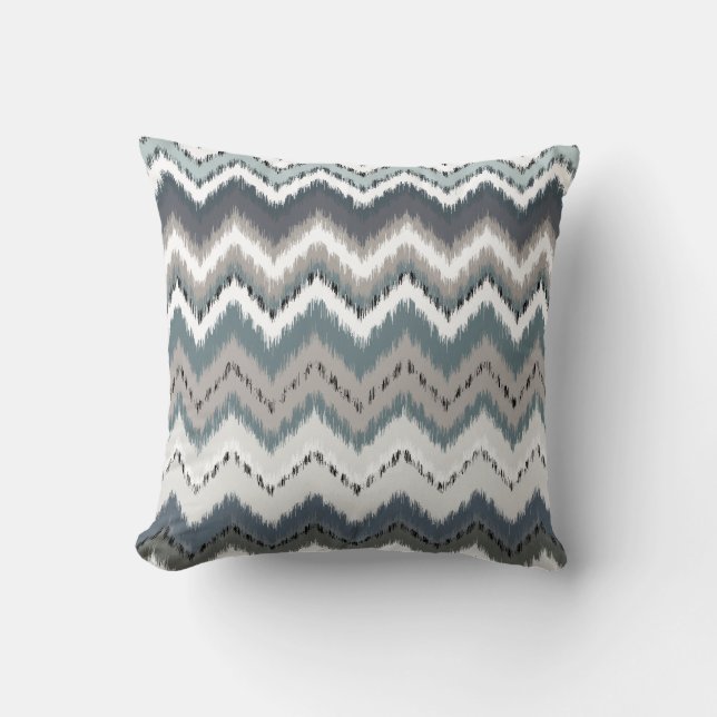 Grey Ikat Chevron Cushion (Front)