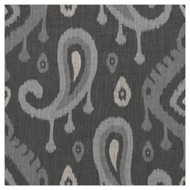 Grey Ikat Paisley Large Scale Fabric (Swatch)