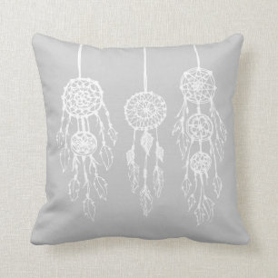 Grey Illustrated Bohemian Dreamcatchers Cushion