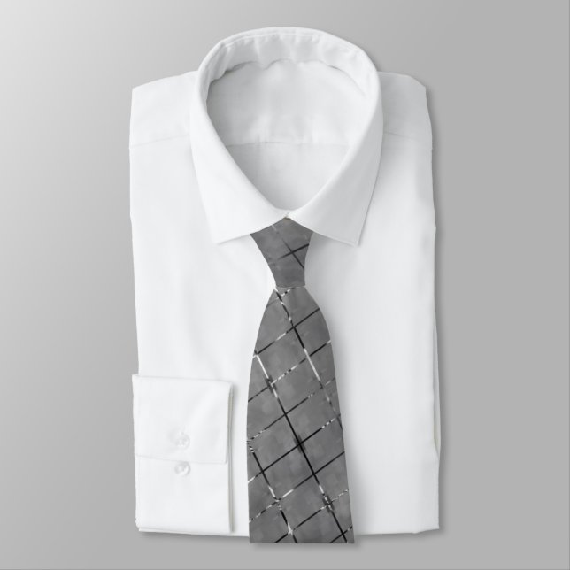 Grey image divided into rectangles, bright wire tie (Tied)