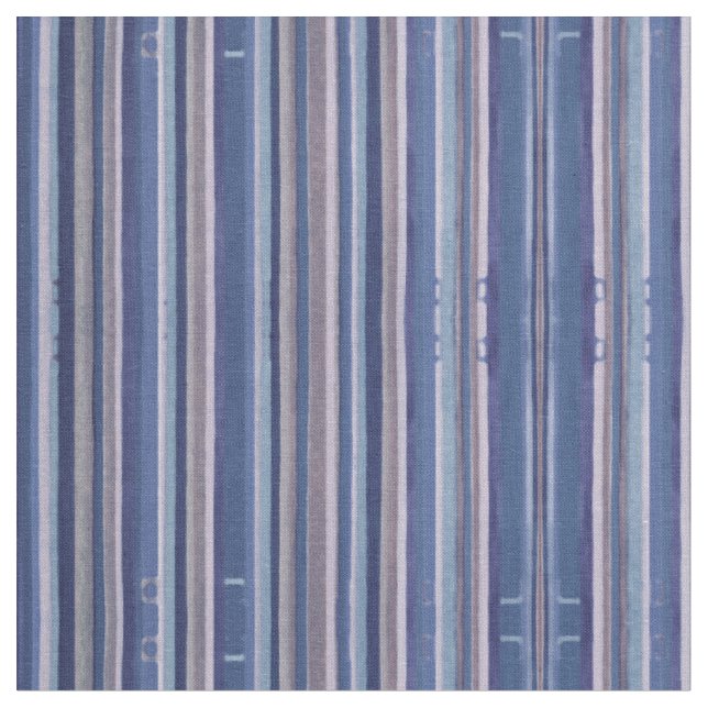 Grey, Indigo Blue Coastal Stripe Fabric 'Lincoln' (Close Up)