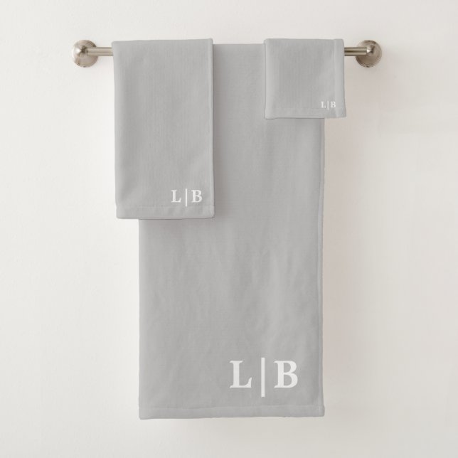 Grey Initials Bath Towel Set (Insitu)