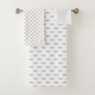 Grey Initials Pattern Monogrammed Bath Towel Set