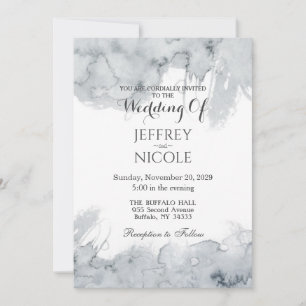 Grey Ink Elegant Modern Wedding Invitation