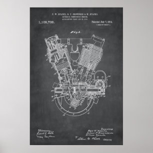 Grey   Internal Combustion Engine Patent Poster