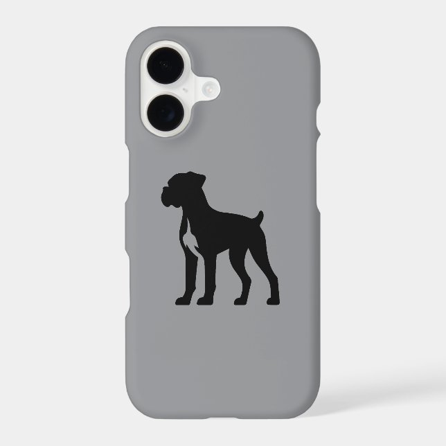 Grey iPhone 17 Case with Dog Silhouette Design (Back)