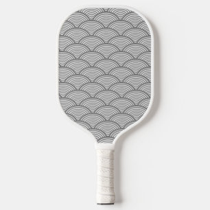 Grey Japanese waves pattern Pickleball Paddle