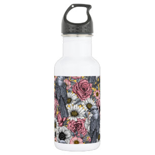 Grey jays and flowers 532 ml water bottle