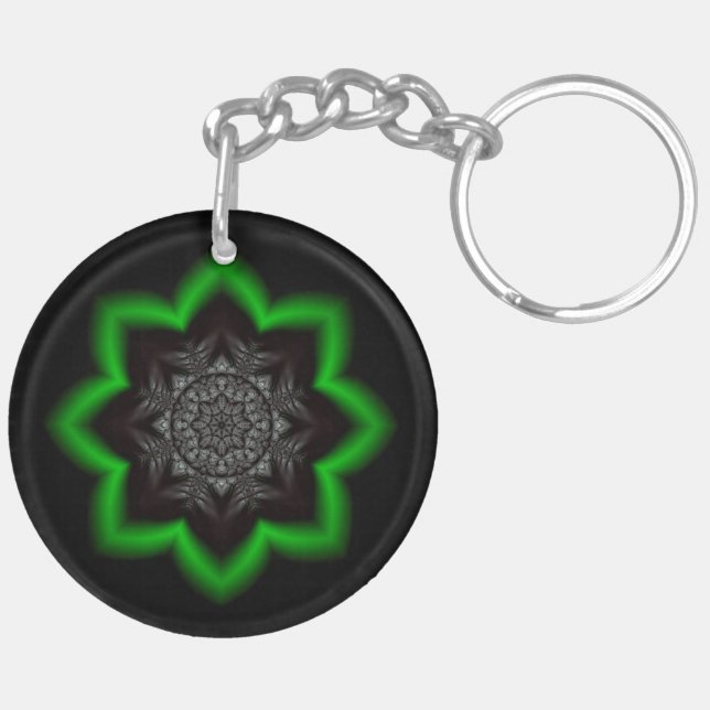 Grey kaleidoscope ornament key ring (Back Left)