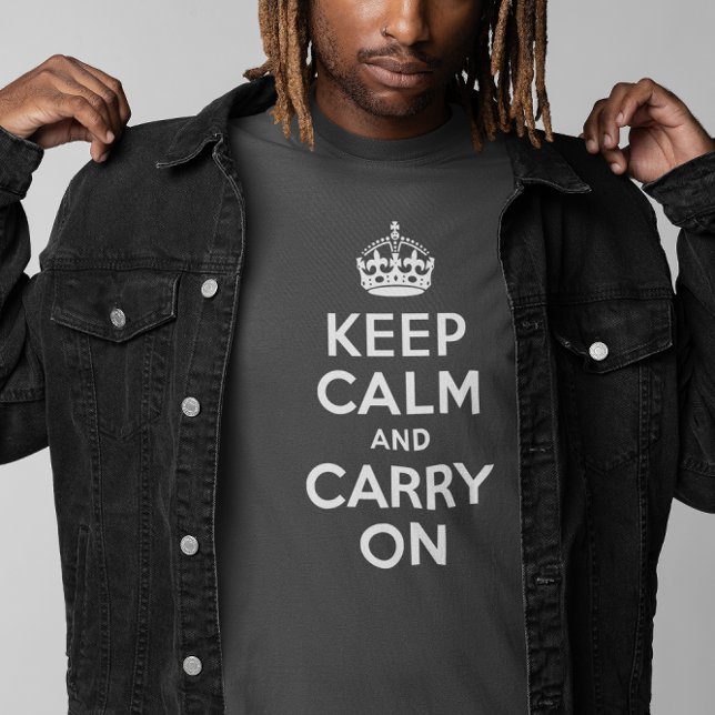 Grey Keep Calm and Carry On T-Shirt (Gray Keep Calm and Carry On T-Shirt)