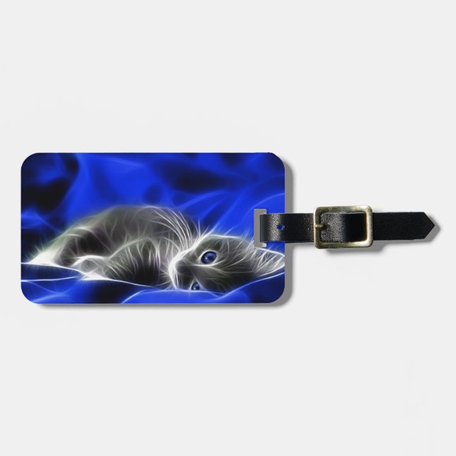 Grey Kitten Awakes Luggage Tag (Front Horizontal)