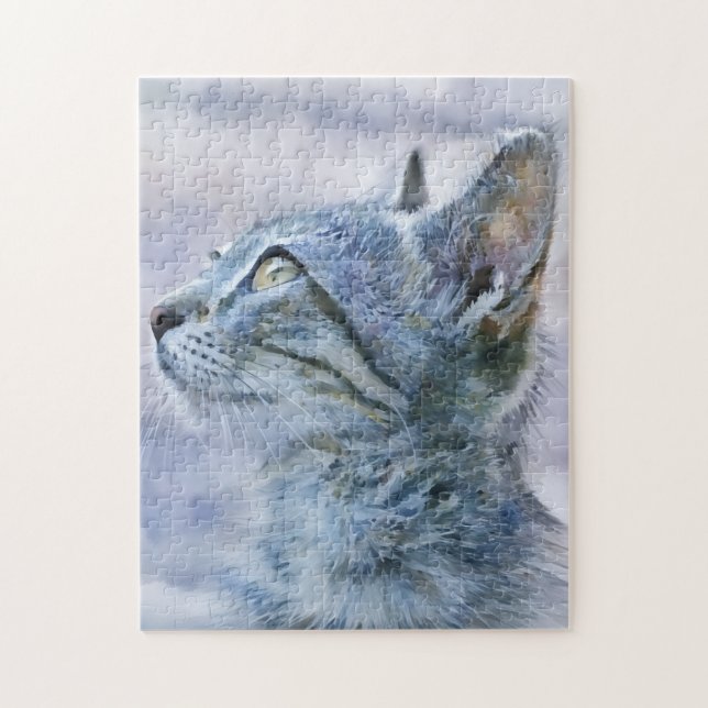 Grey Kitten Cat Art Cat Lover Puzzle (Vertical)
