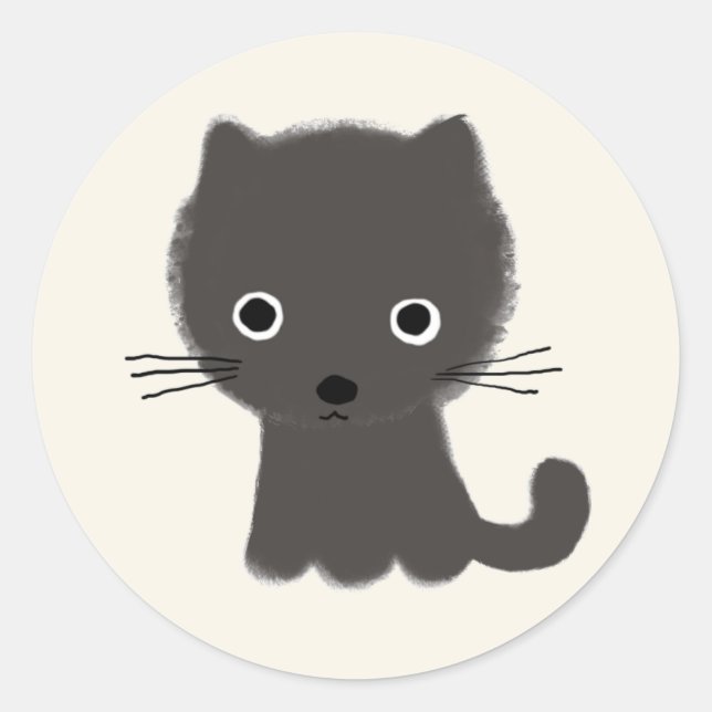 Grey Kitten Classic Round Sticker (Front)