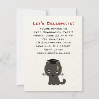 Grey Kitten Graduation Announcement