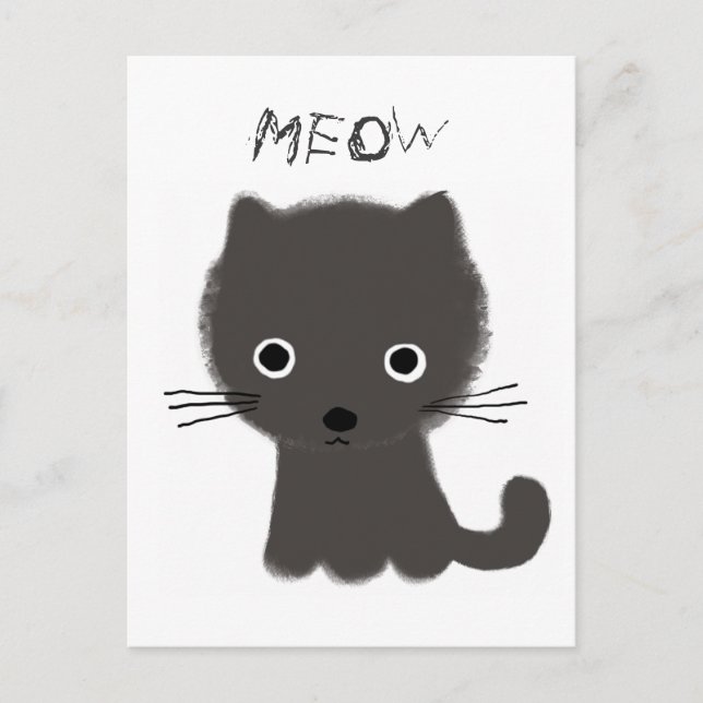 Grey Kitten Meow Postcard (Front)