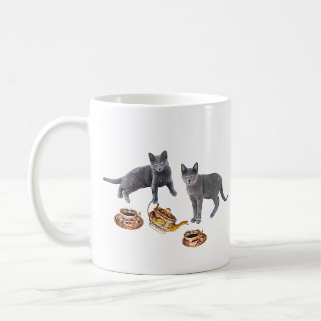 Grey Kittens Tea Party Mug (Left)