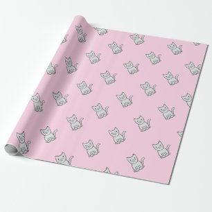 Grey Kitty Cats Wrapping Paper