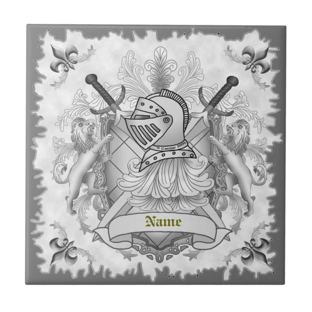 Grey Knight Family Crest surname tile (Front)