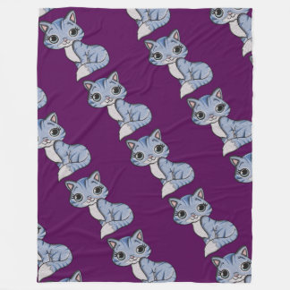 Grey Knit Kitty Cat Fleece Blanket