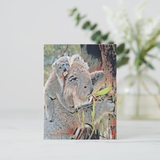 Grey koala bears postcard (Standing Front)