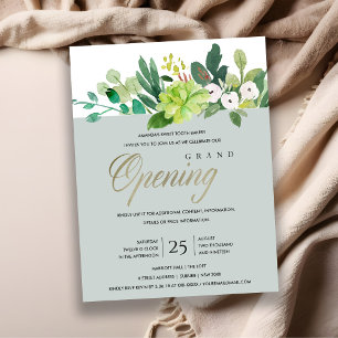 GREY KRAFT FOLIAGE FRAME GRAND OPENING CEREMONY POSTCARD