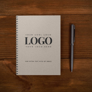 Grey Kraft Paper Look Round Logo Business Custom  Notebook
