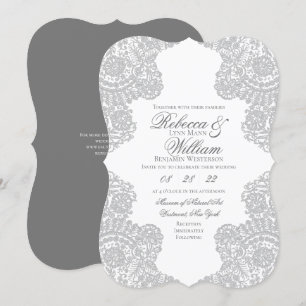 Grey Lace Elegant Wedding Invitation