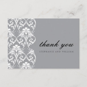 Grey Lace Wedding Thank You Card