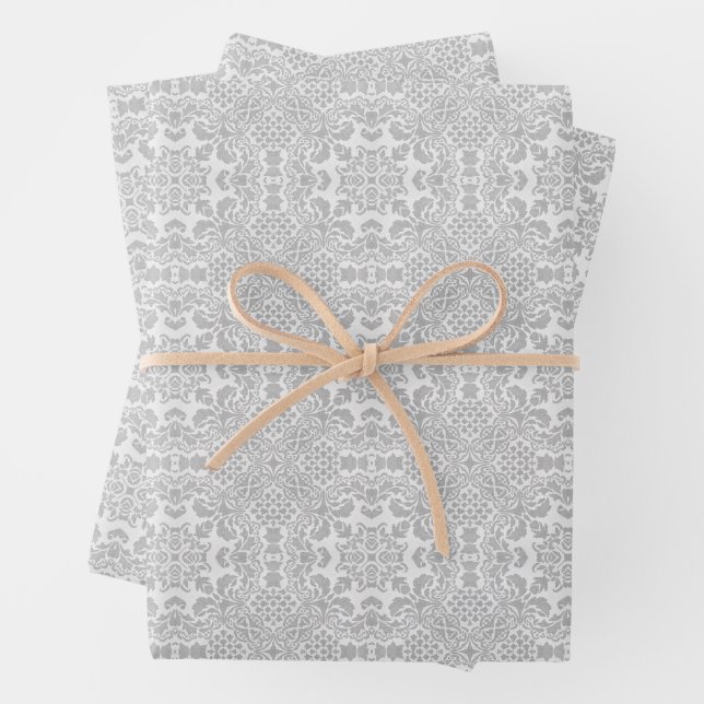Grey Lace Wrapping Paper Sheet (In situ)