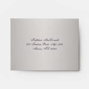 Grey, Lapis Damask Return Envelope for RSVP's