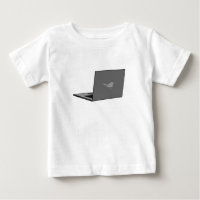 Grey Laptop with Bird Logo Cartoon