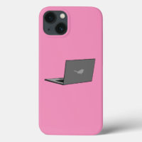 Grey Laptop with Bird Logo Cartoon
