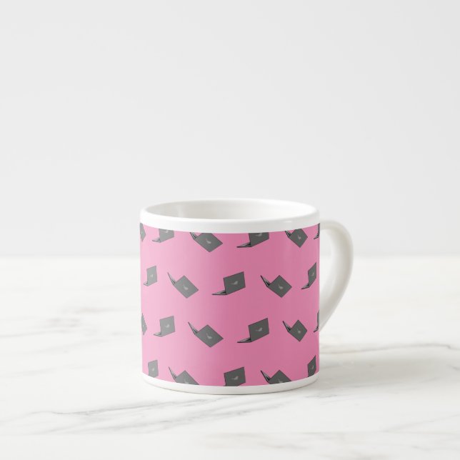 Grey Laptop with Bird Logo Cartoon Espresso Cup (Front Right)