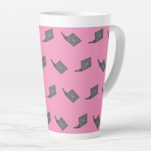 Grey Laptop with Bird Logo Cartoon Latte Mug