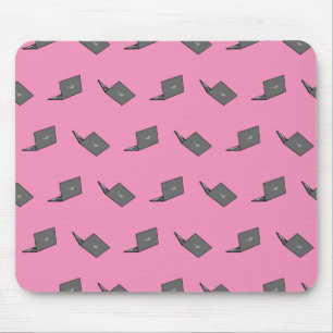 Grey Laptop with Bird Logo Cartoon Mouse Pad