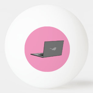 Grey Laptop with Bird Logo Cartoon Ping Pong Ball