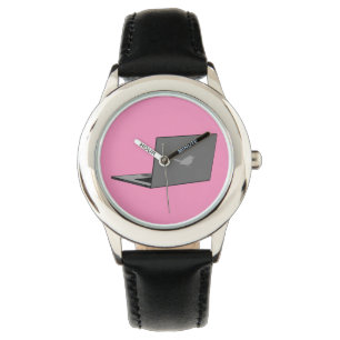 Grey Laptop with Bird Logo Cartoon Watch