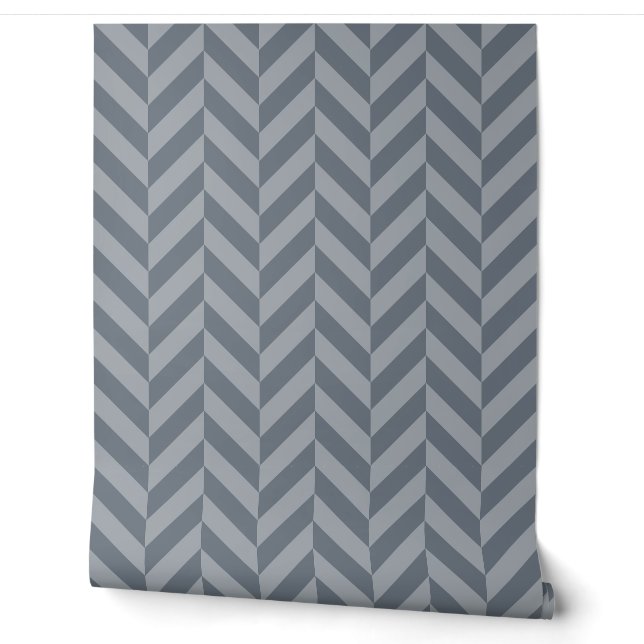 Grey Large Herringbone Wallpaper (Unrolling)