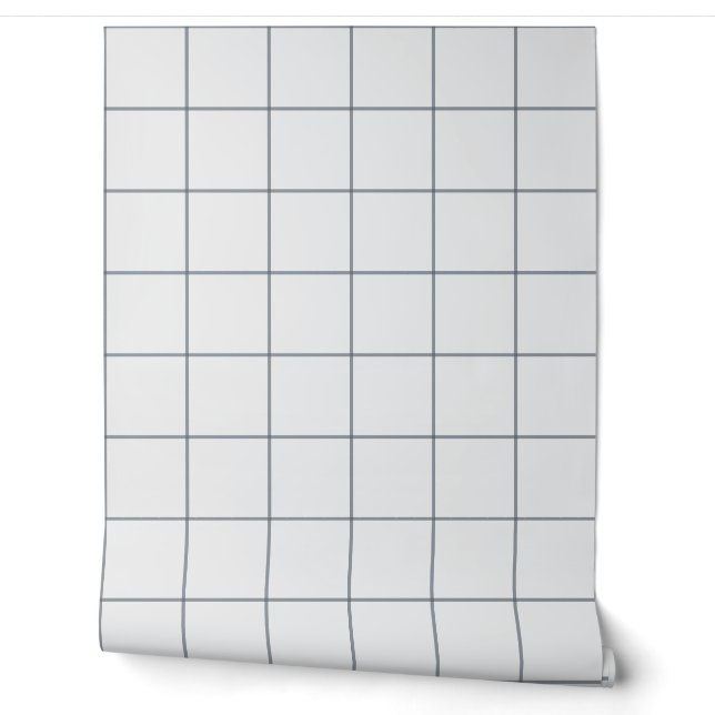 Grey Large Windowpane Plaid Wallpaper (Unrolling)