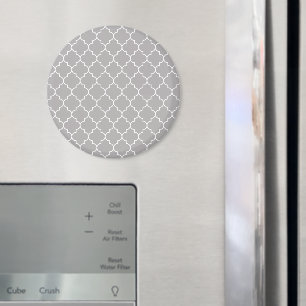 Grey Latticework, Quatrefoil, Moroccan Trellis Magnet