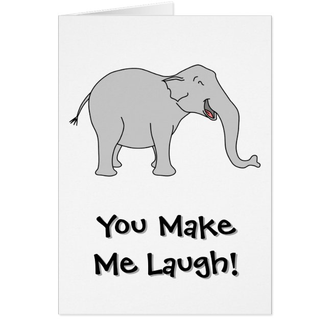 Grey Laughing Elephant. Cartoon. (Front)