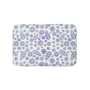 Grey & Lavender Floral Pattern Bath Mat