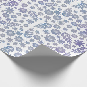 Grey & Lavender Floral Pattern Wrapping Paper