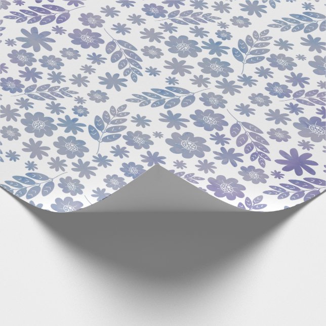 Grey & Lavender Floral Pattern Wrapping Paper (Corner)