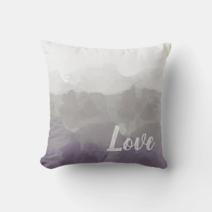 Grey Lavender Love Watercolor Cushion