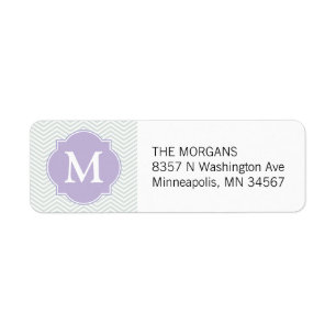 Grey & Lavender Modern Chevron Custom Monogram