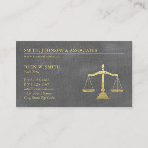 Grey Lawyer Scales of Justice Gold effect Canvas Business Card