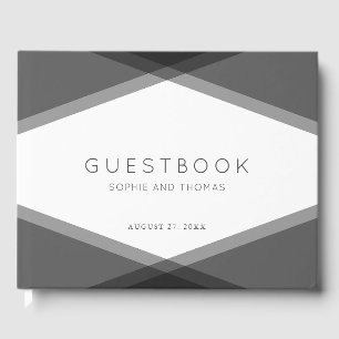 Grey Layered Geometric Modern Wedding Guest Book