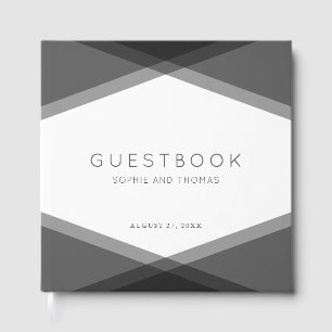 Grey Layered Geometric Modern Wedding Guest Book
